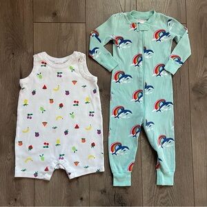 Hanna Andersson 18-24m PLAY Bundle - Dolphin Rainbow Sleeper and Fruit Romper